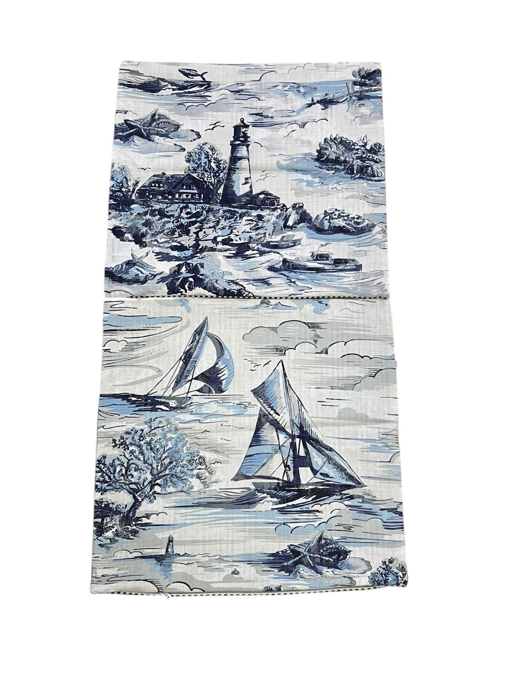 Pottery Barn Sailboat Toile 18” Square Shams Nautical Lighthouse Blue NWOT - Picture 3 of 6